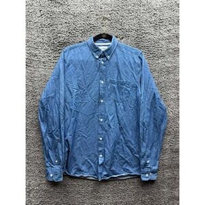 Norse Projects Anton Long Sleeve Cotton Denim Shirt Sunwashed Indigo Mens Size M